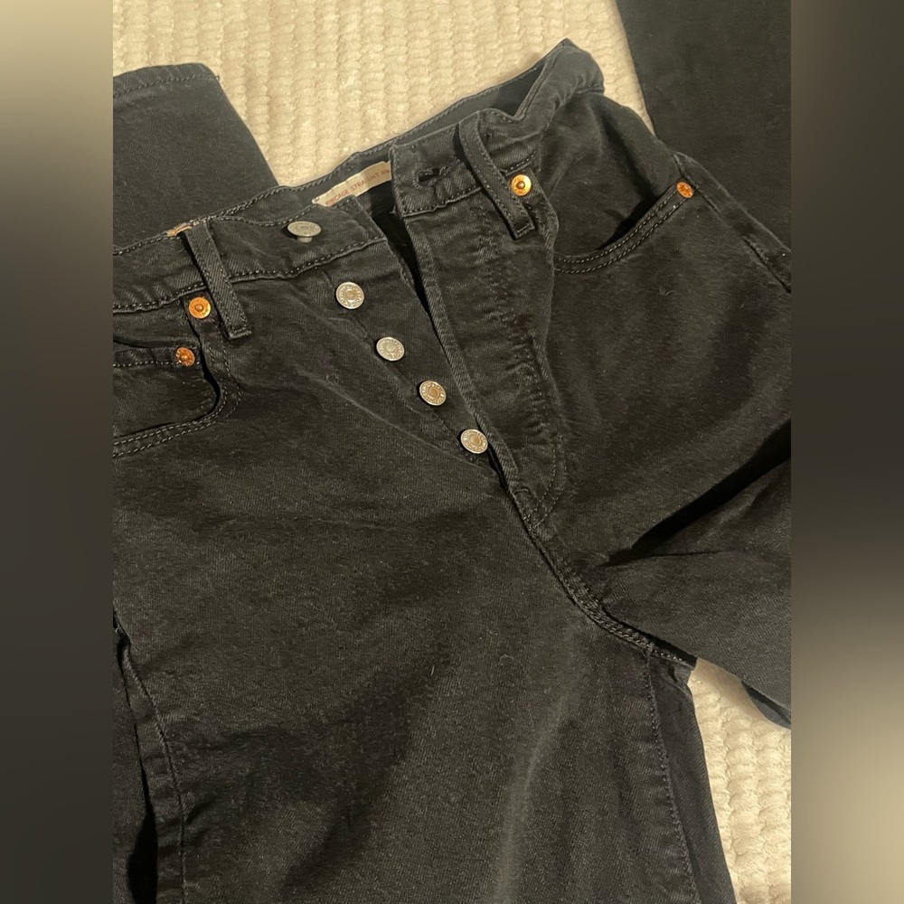 Levi's Black Ribcage Ankle Jeans W24 L27 - Picture 3 of 7